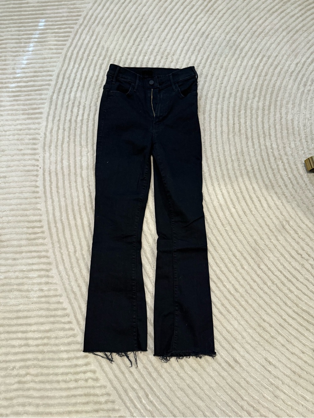 Mother The Hustler Ankle Fray Black Jeans Size 25